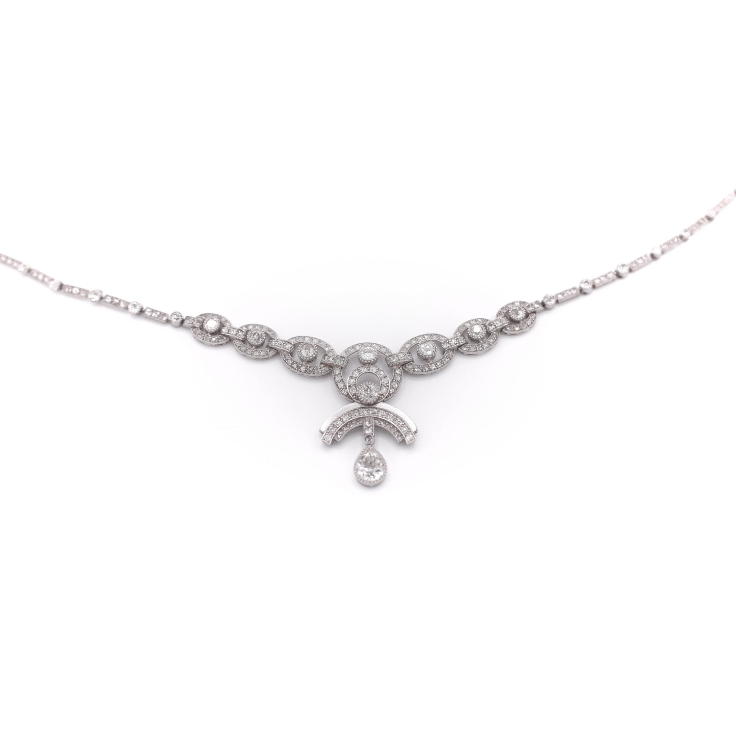 1950s Platinum Diamond Necklace front