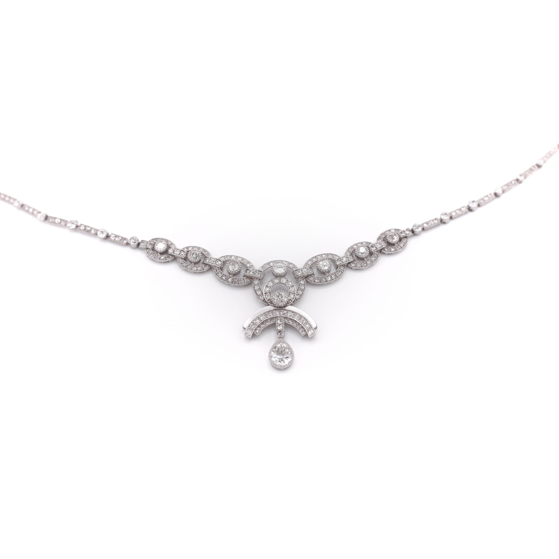 1950s Platinum Diamond Necklace front