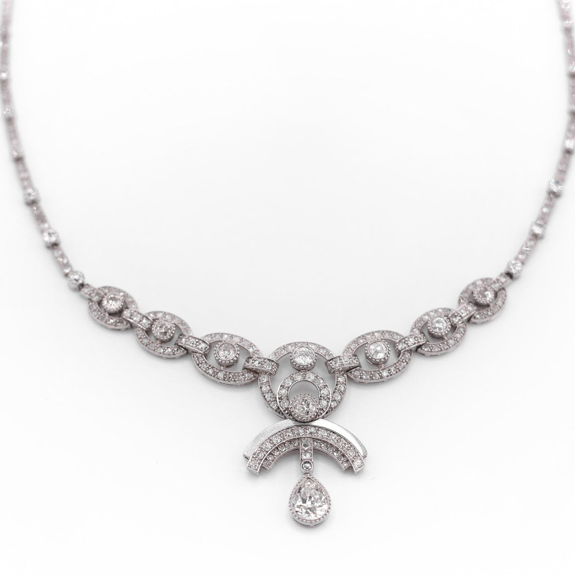 1950s Platinum Diamond Necklace front