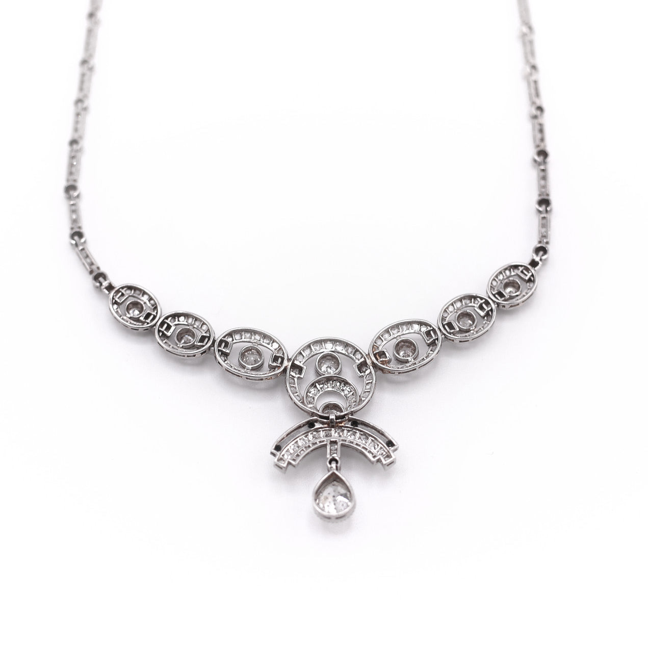 1950s Platinum Diamond Necklace back