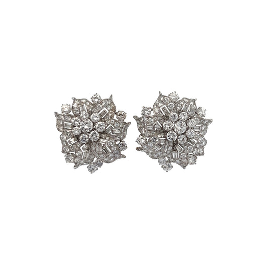 Bulgari 1960s Platinum Diamond Earrings front