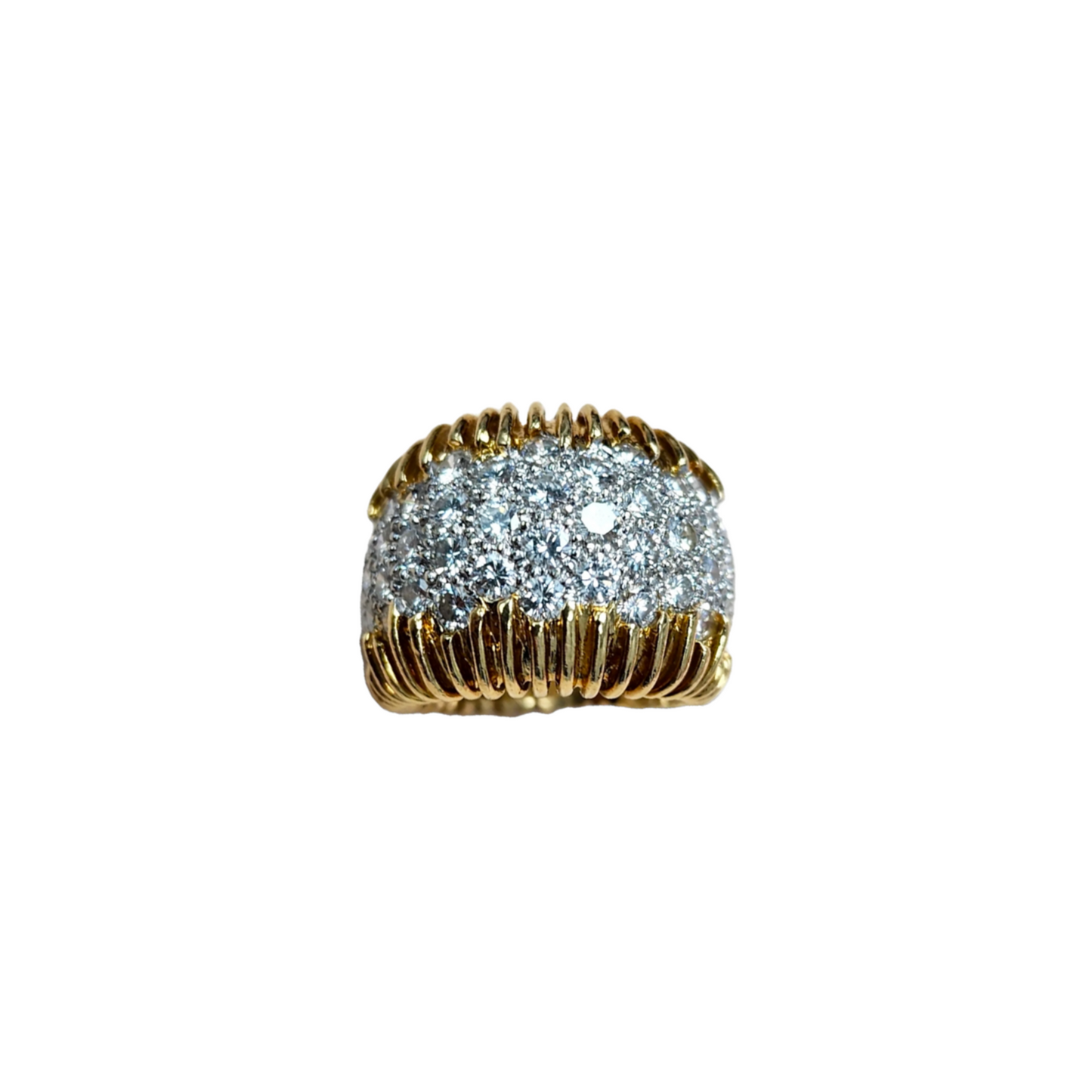 1960s Platinum & 18KT Yellow Gold Diamond Ring front view
