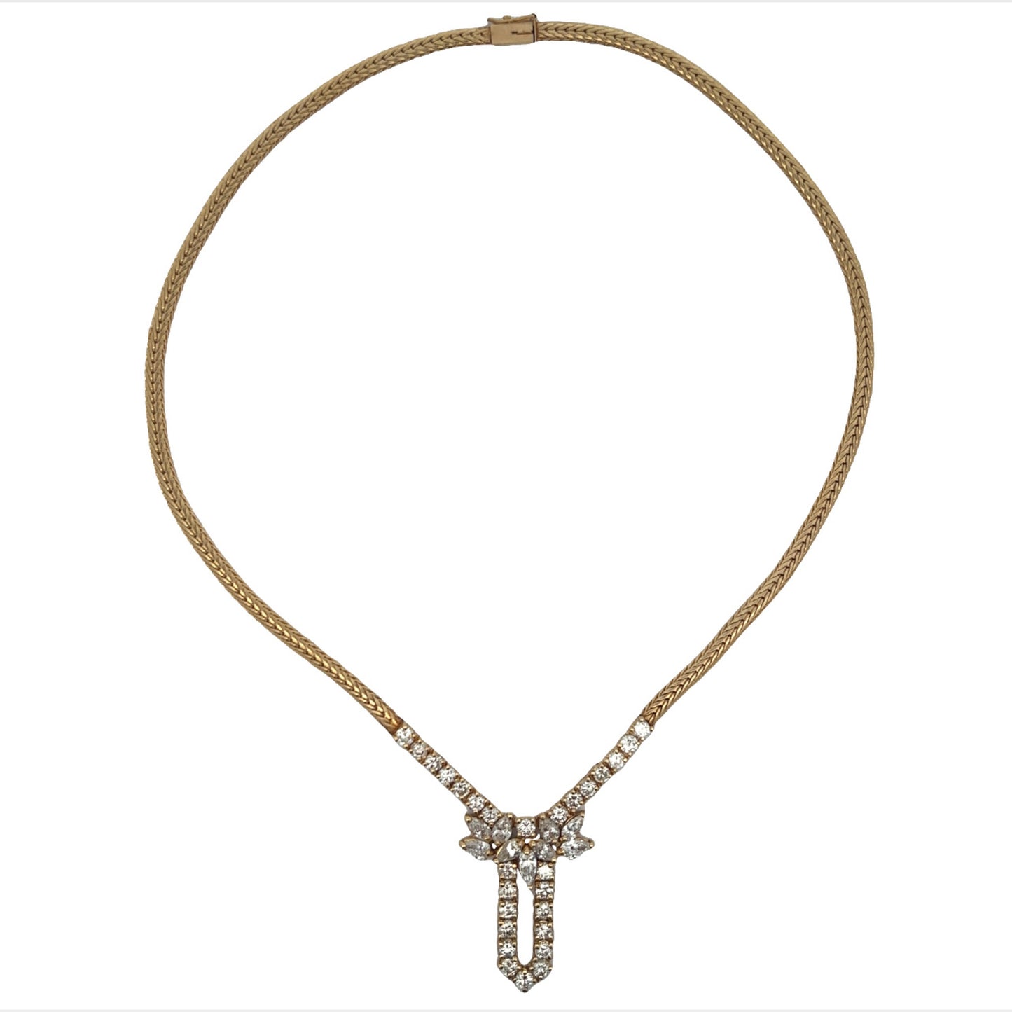 Post-1980s 18KT Yellow Gold Diamond Necklace front