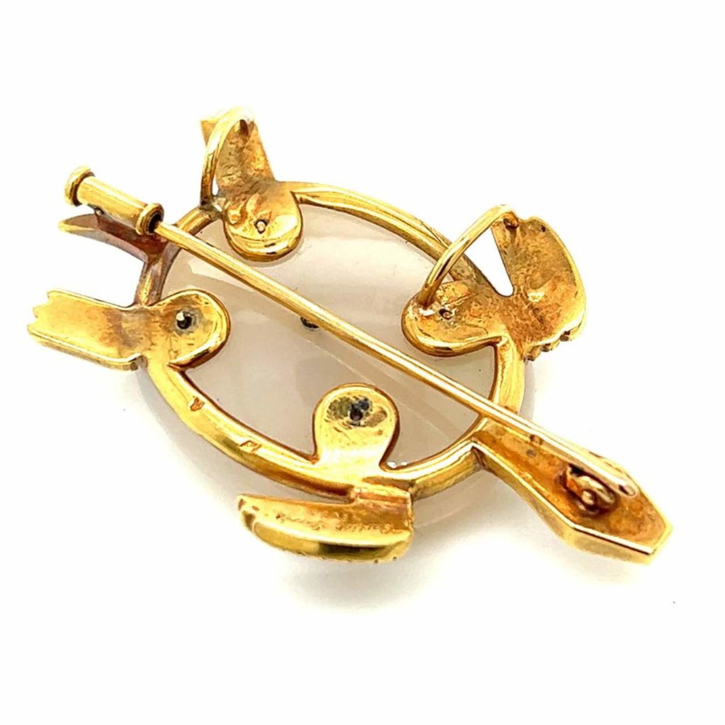 Cartier Paris 1960s 18KT Yellow Gold Chalcedony Turtle Brooch back