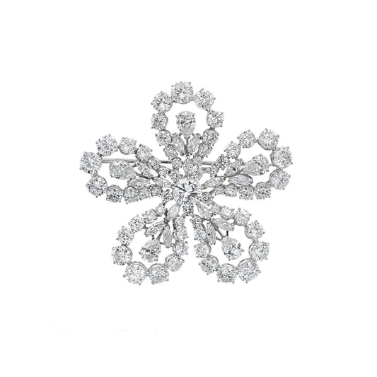 Harry Winston 1950s Platinum Diamond Brooch front