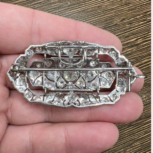 Art Deco Platinum Diamond Brooch back