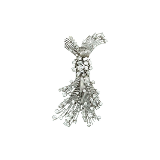 Post-1980s 18KT White Gold Diamond Brooch front