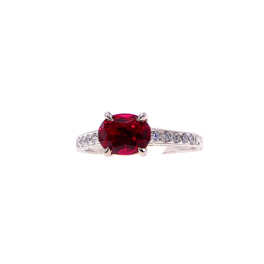 Post-1980s 18KT White Gold Spinel & Diamond Ring front