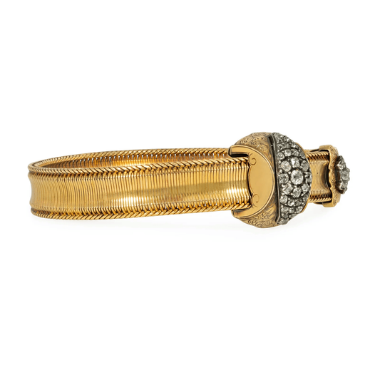 Victorian Silver & 18KT Yellow Gold Diamond Bracelet side