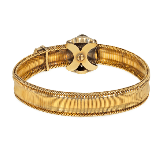 Victorian Silver & 18KT Yellow Gold Diamond Bracelet back