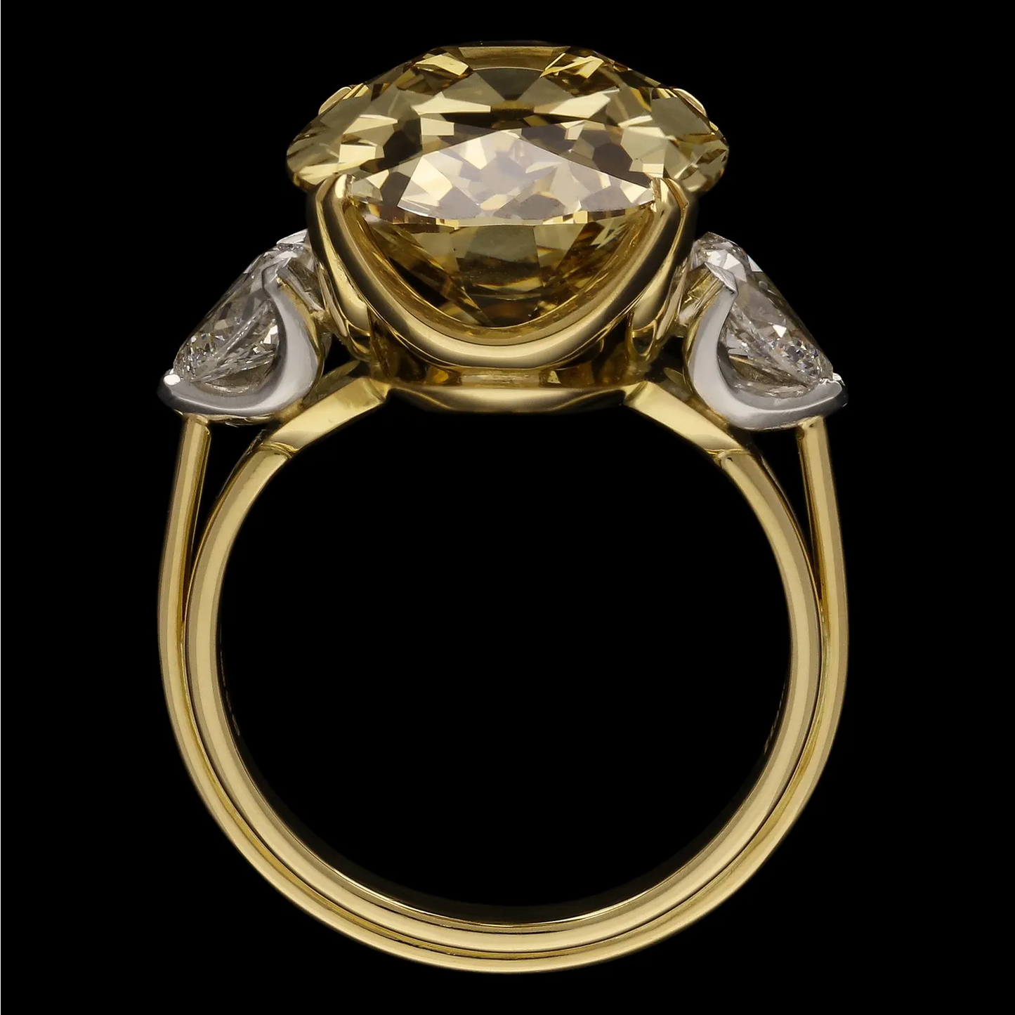 Victorian Yellow & White Diamond in Modern 18KT Yellow Gold Ring profile