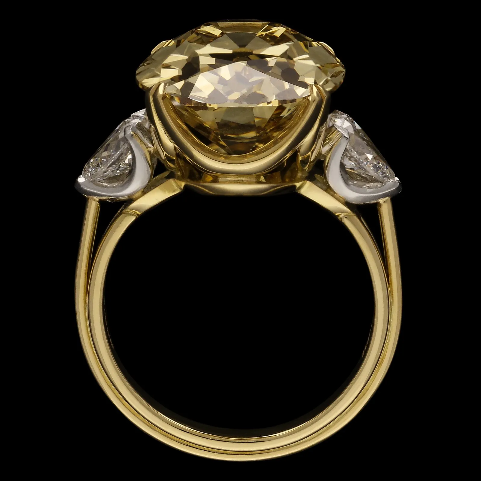Victorian Yellow & White Diamond in Modern 18KT Yellow Gold Ring profile
