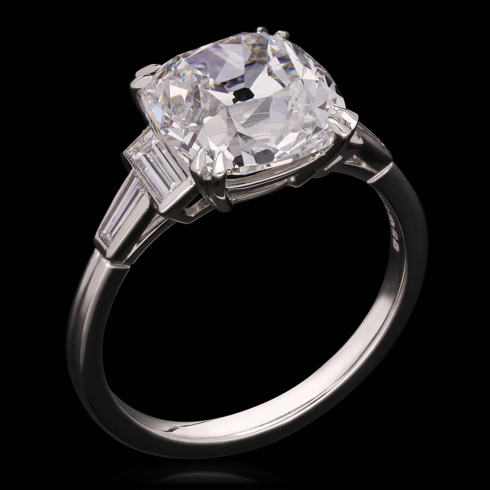 Victorian Diamond in Modern Platinum Ring top