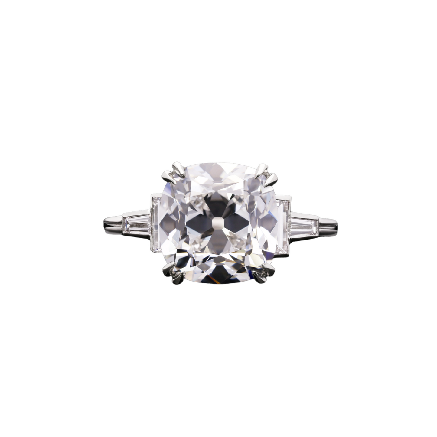 Victorian Diamond in Modern Platinum Ring front