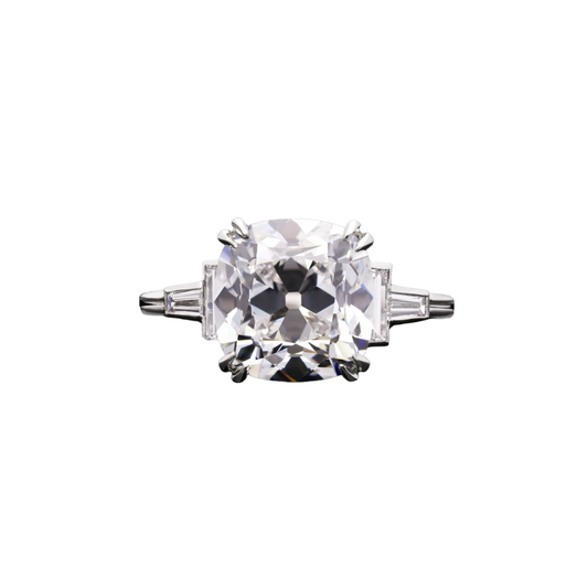 Victorian Diamond in Modern Platinum Ring front