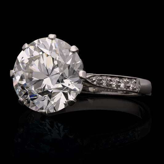 Edwardian Diamond in Modern Platinum Ring front and side