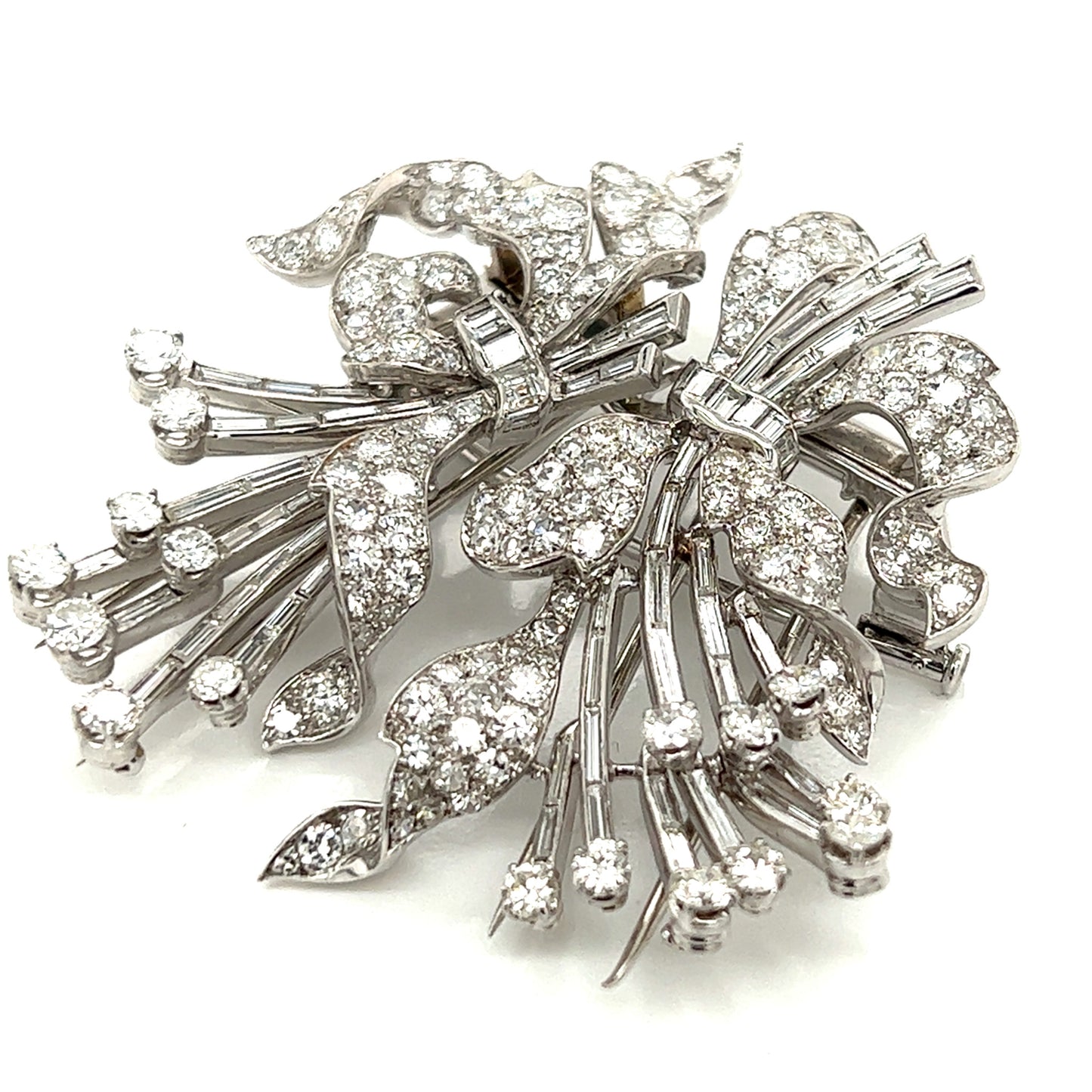 1950s Platinum Diamond Double Clips front