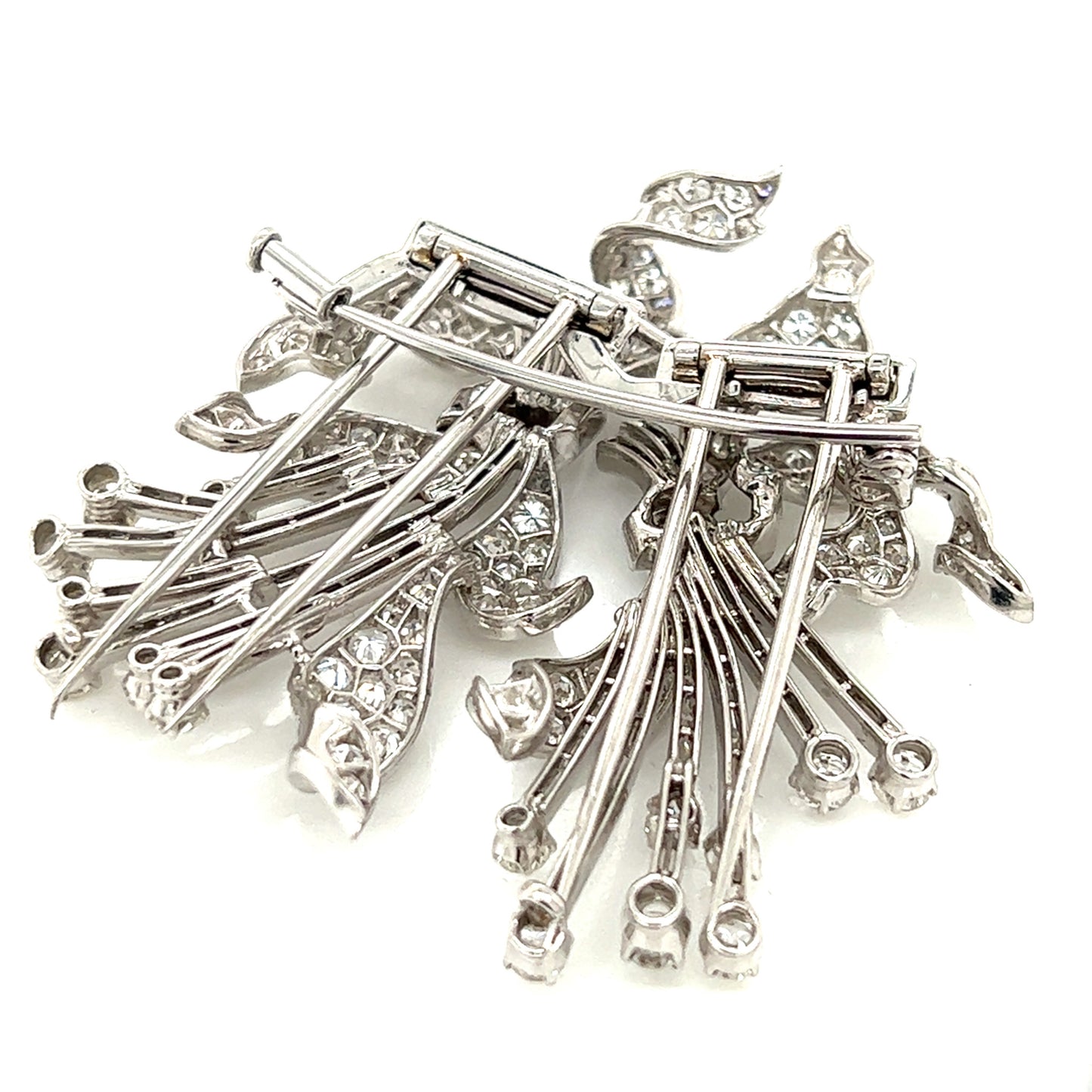 1950s Platinum Diamond Double Clips back