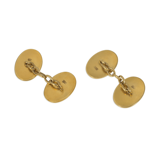 Victorian 18KT Yellow Gold Enamel Cufflinks back