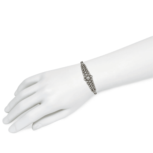Victorian Silver & 18KT Yellow Gold Diamond Bangle Bracelet on wrist
