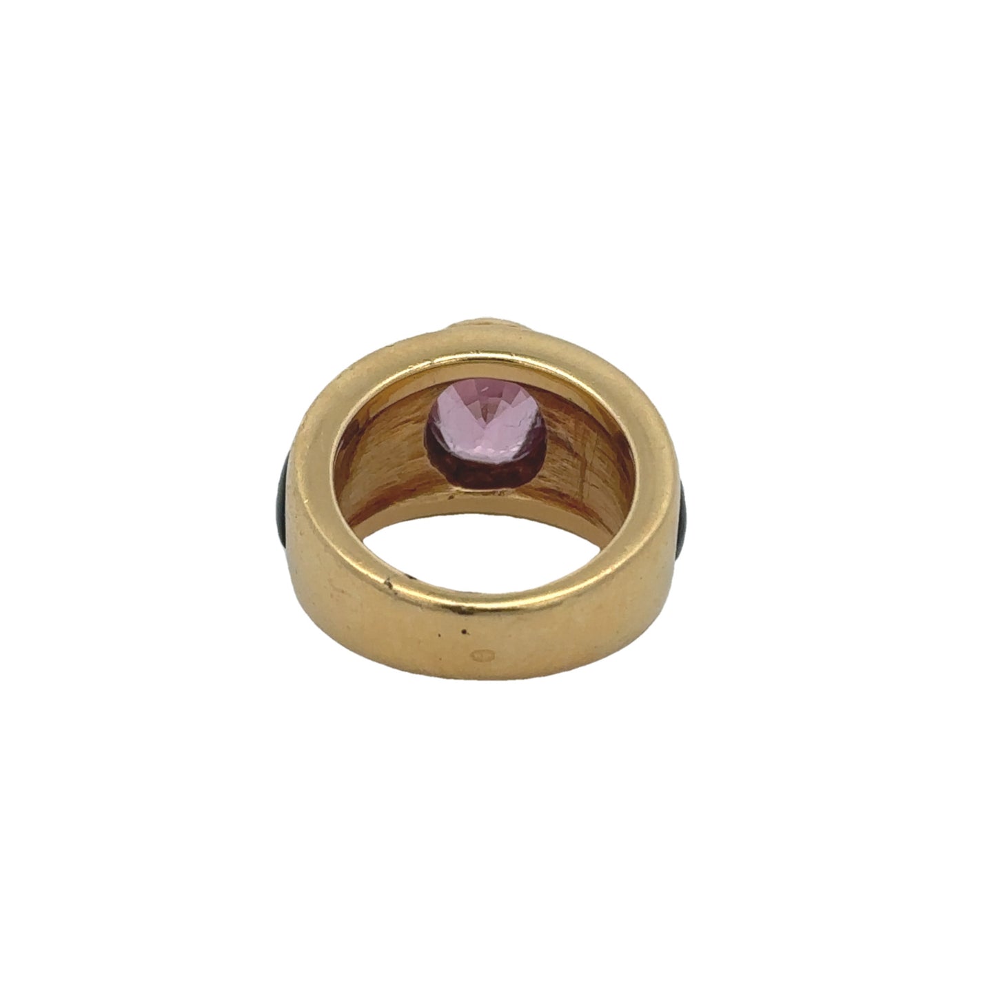 1970s 18KT Yellow Gold Pink Spinel & Enamel Ring back