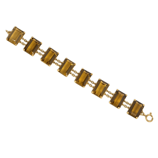 1950s 18KT Yellow Gold Citrine Braceletfront