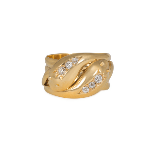 Victorian 18KT Yellow Gold Diamond Snake Ring front