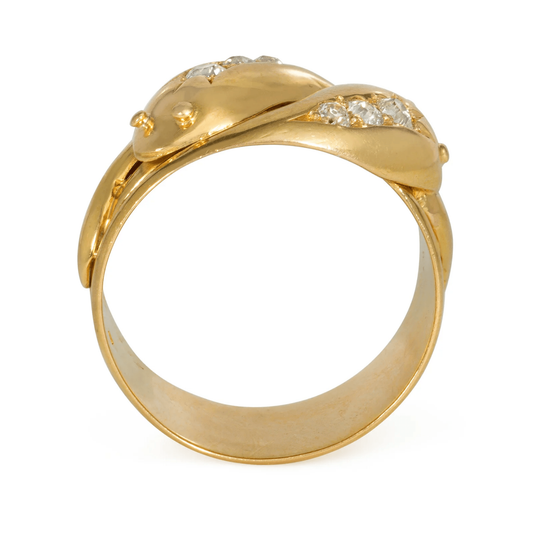 Victorian 18KT Yellow Gold Diamond Snake Ring profile