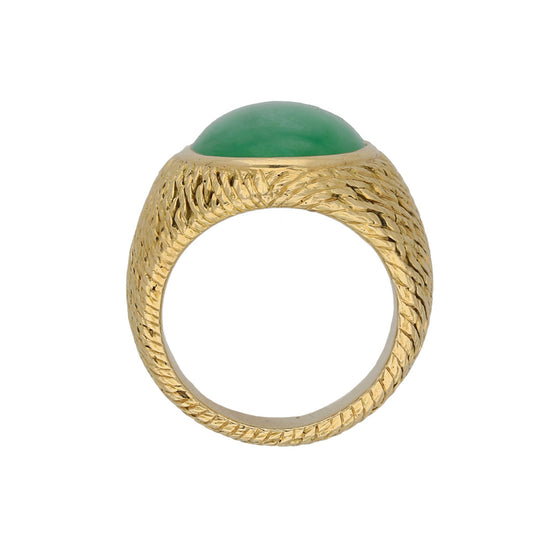 Georges Lenfant French 1940s 18KT Yellow Gold Jade Ring profile