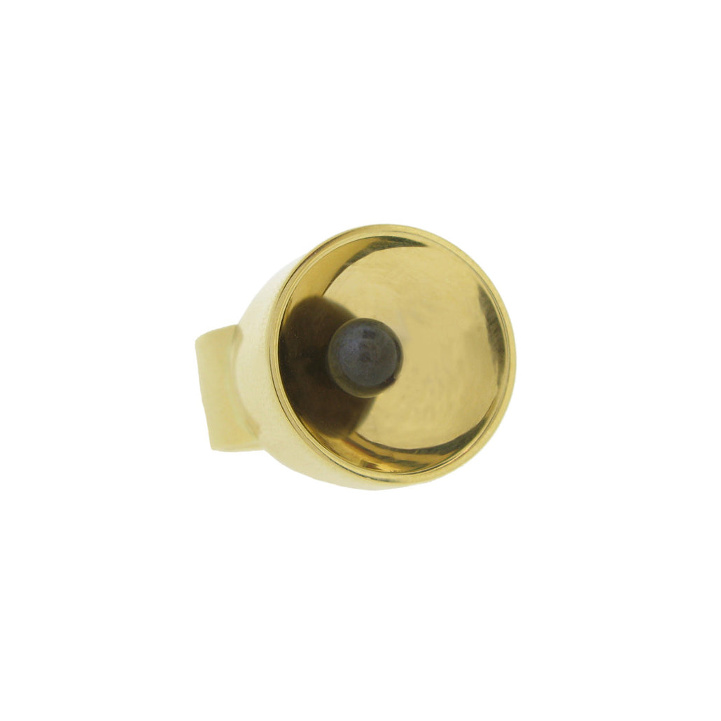 Dinh Van 1970s 18KT Yellow Gold Labradorite Ring front