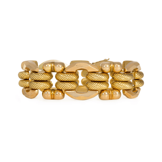 1940s 18KT Yellow & Rose Gold Tank Bracelet front