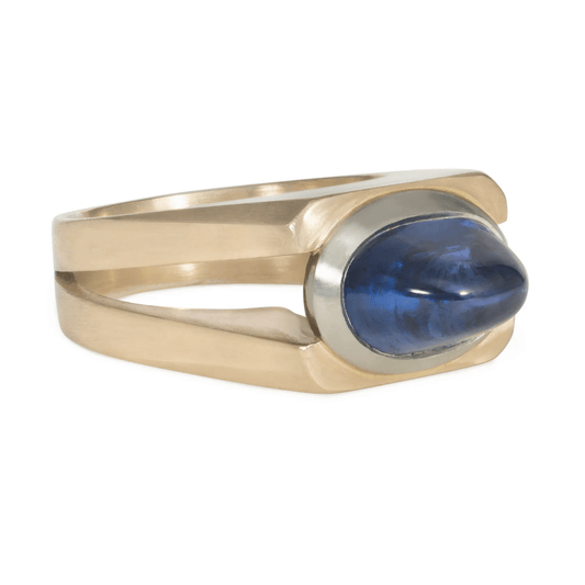 1980s 18KT White & Yellow Gold Sapphire Ring side