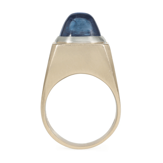 1980s 18KT White & Yellow Gold Sapphire Ring profile