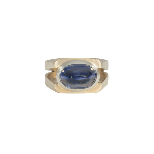 1980s 18KT White & Yellow Gold Sapphire Ring front