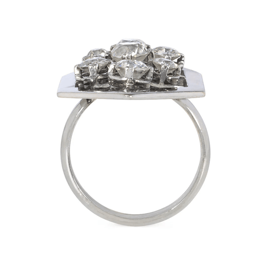 French 1930s Platinum Diamond Ring profile