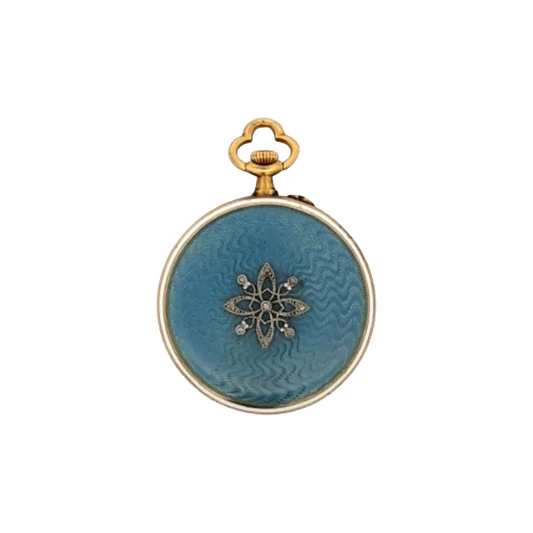 Antique 18KT Yellow Gold Enamel Watch Pendant back