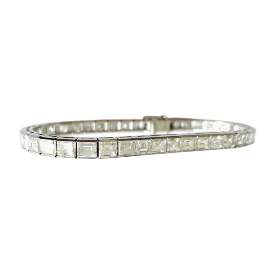 1980s Platinum Diamond Line Bracelet front