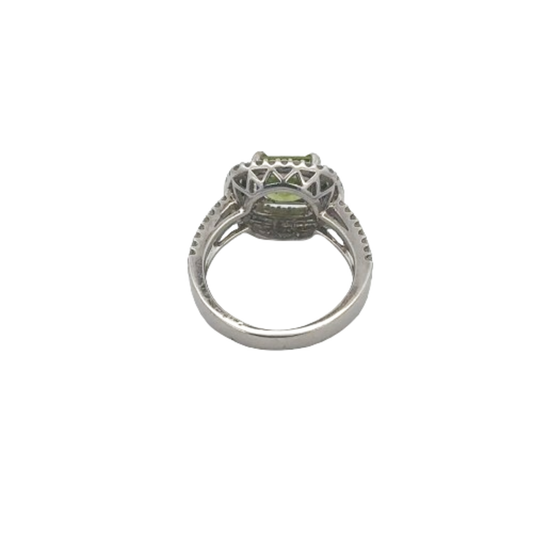 1970s 18KT White Gold Tourmaline & Diamond Ring back