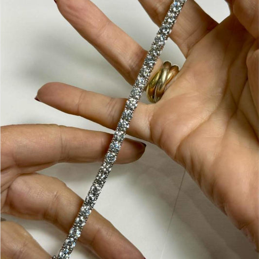 Post-1980s 18KT White Gold Diamond Bracelet in hand