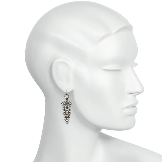 Victorian Silver & 18KT Yellow Gold Diamond Earrings on ear