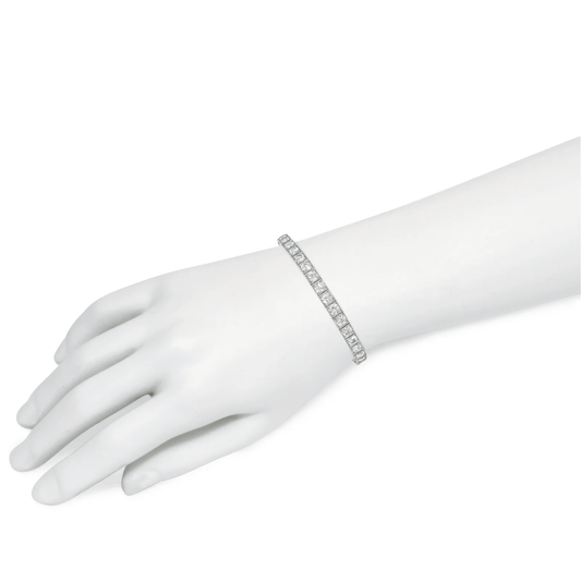 Art Deco Platinum Diamond Bracelet on wrist