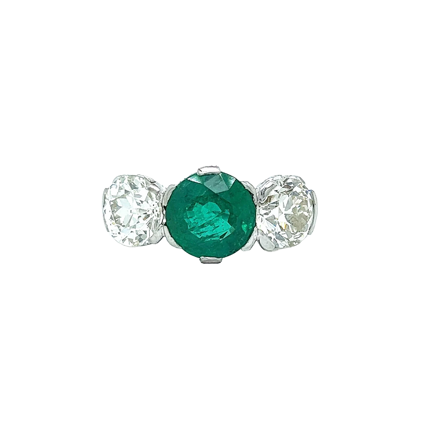 Art Deco Platinum Emerald & Diamond Ring front