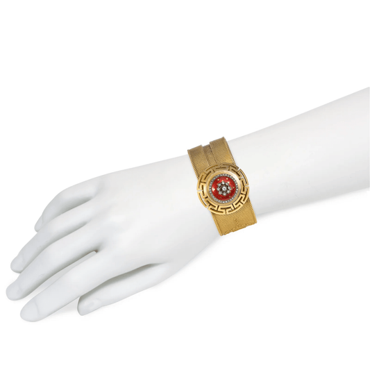 Victorian 15KT Yellow Gold Diamond & Enamel Bracelet on wrist