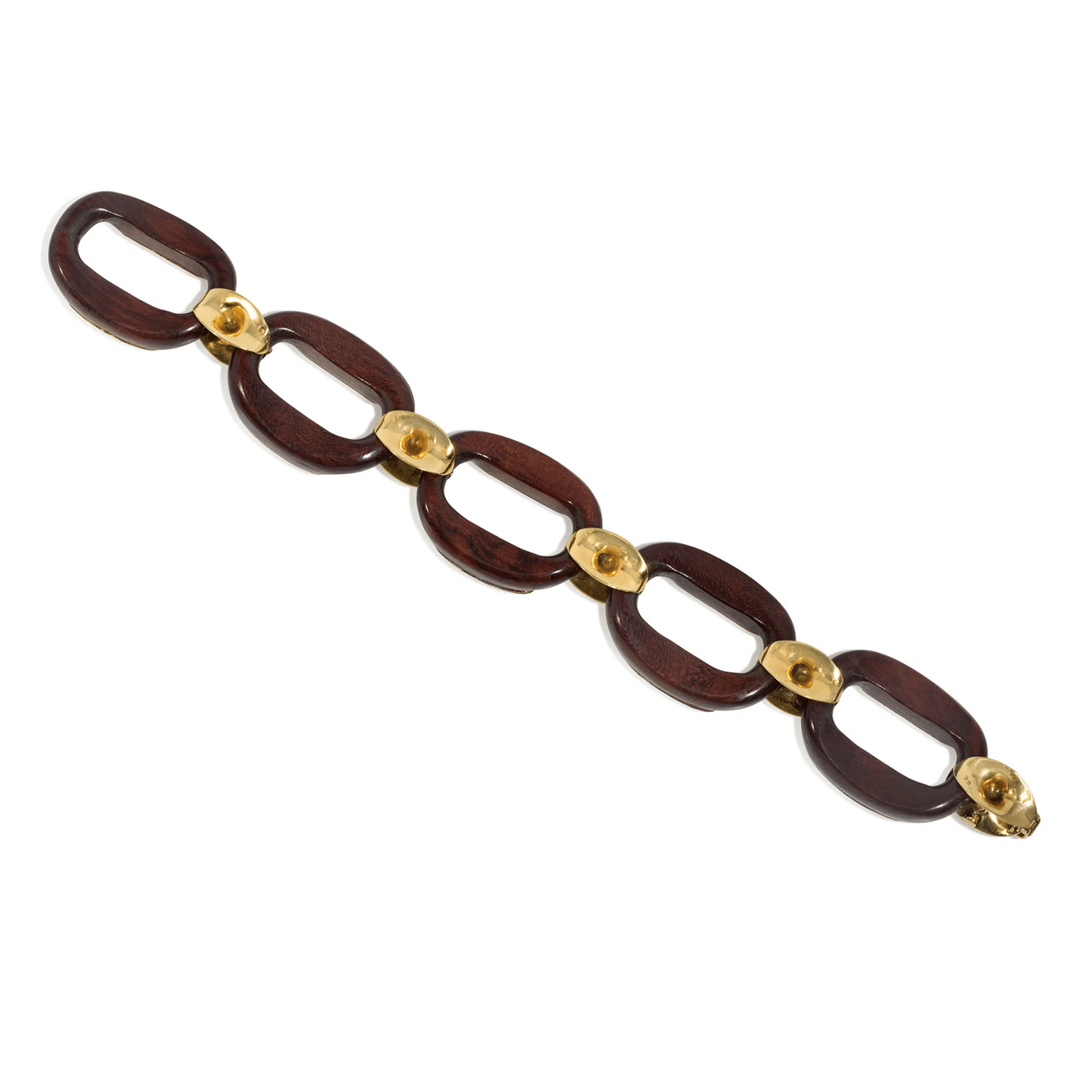 Gay Frères French 1960s 18KT Yellow Gold & Wood Bracelet back