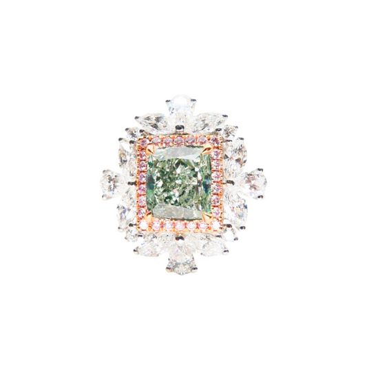 Post-1980s 18KT 1.53ct grayish green Diamond Ring front
