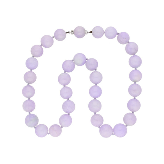 1950s 18KT White Gold Lavender Jade & Diamond Necklace front