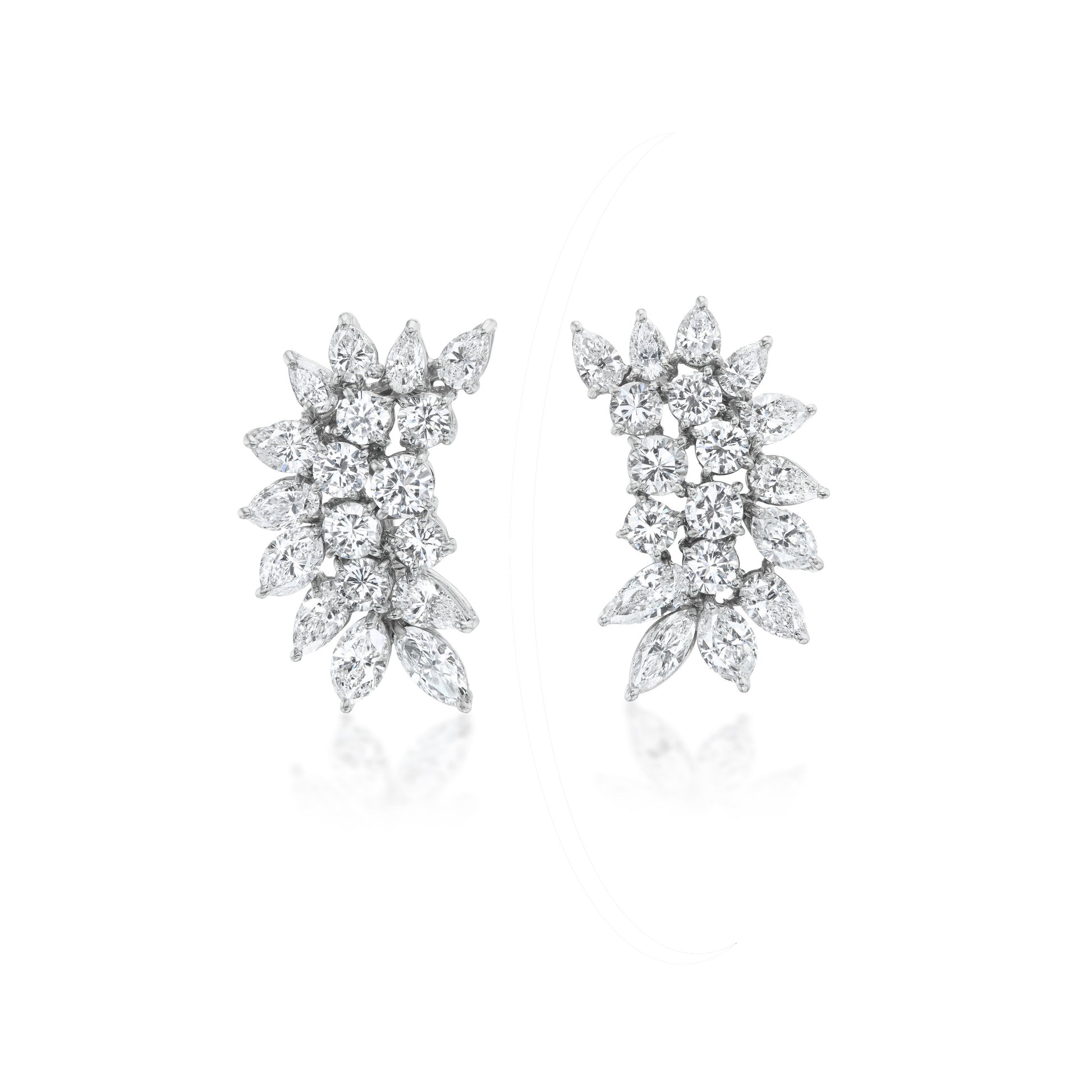 1960s Platinum Diamond Earrings front