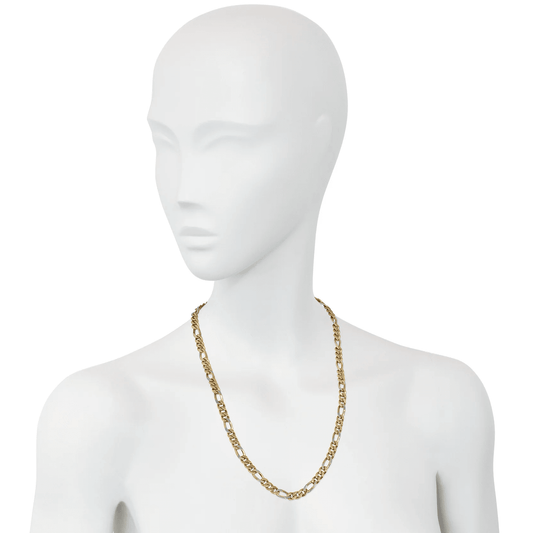 Urbano Italian 1970s 18KT White & Yellow Gold Figaro Link Necklace on neck