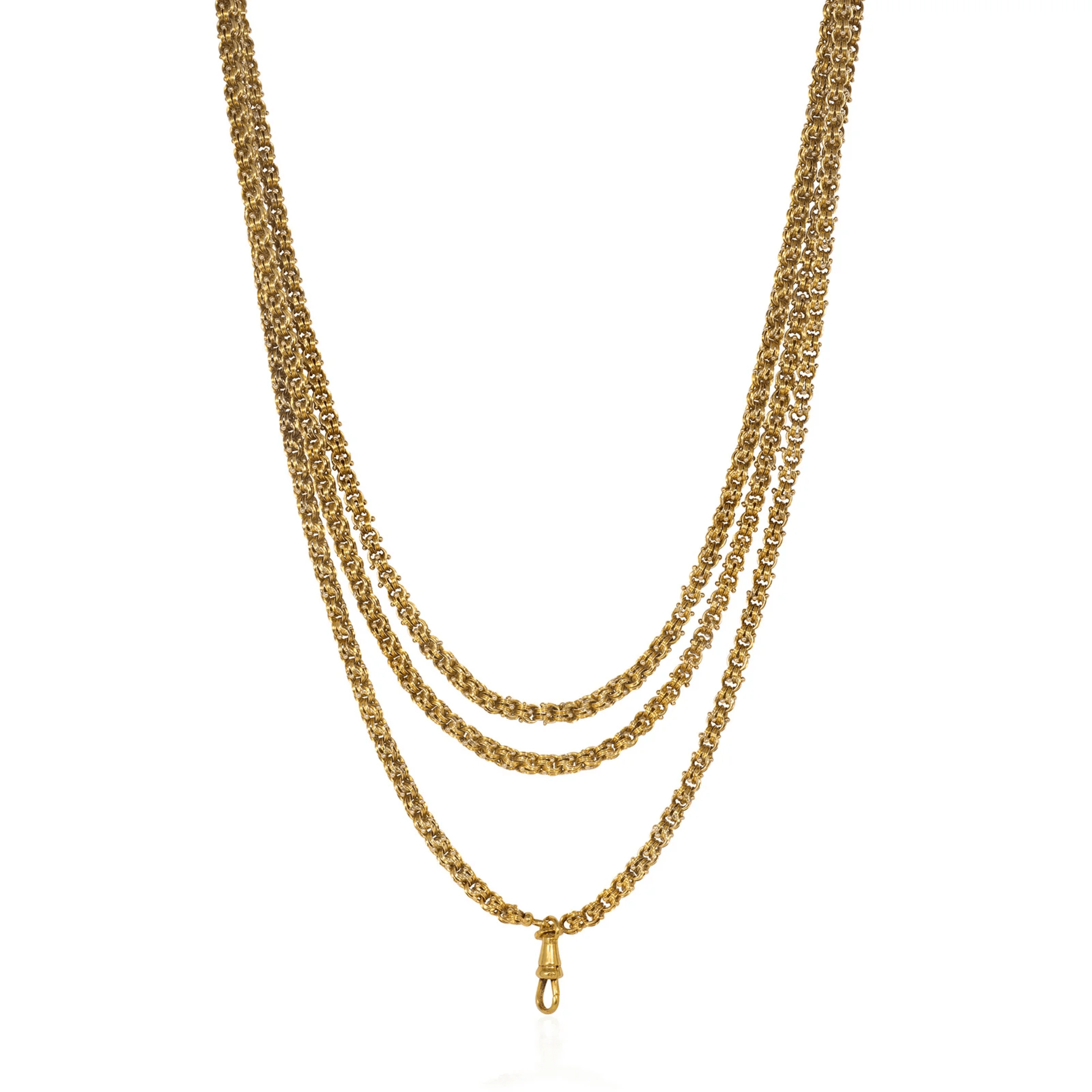 French Victorian 15KT Yellow Gold Necklace front