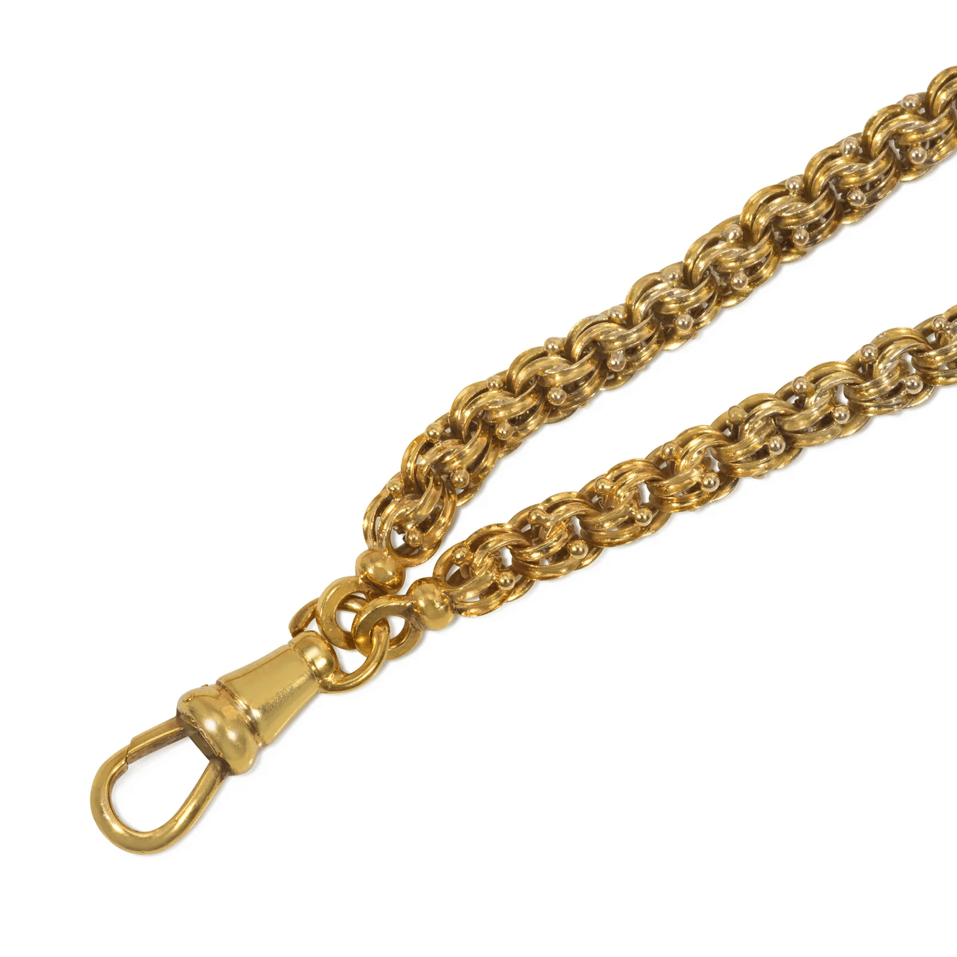 French Victorian 15KT Yellow Gold Necklace close-up details